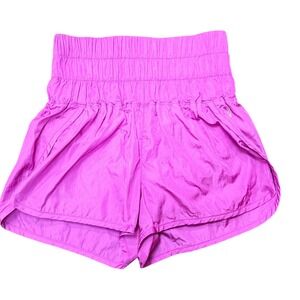 Free People Shorts Women XS Pink The Way Home Smocked High Rise Running Athletic